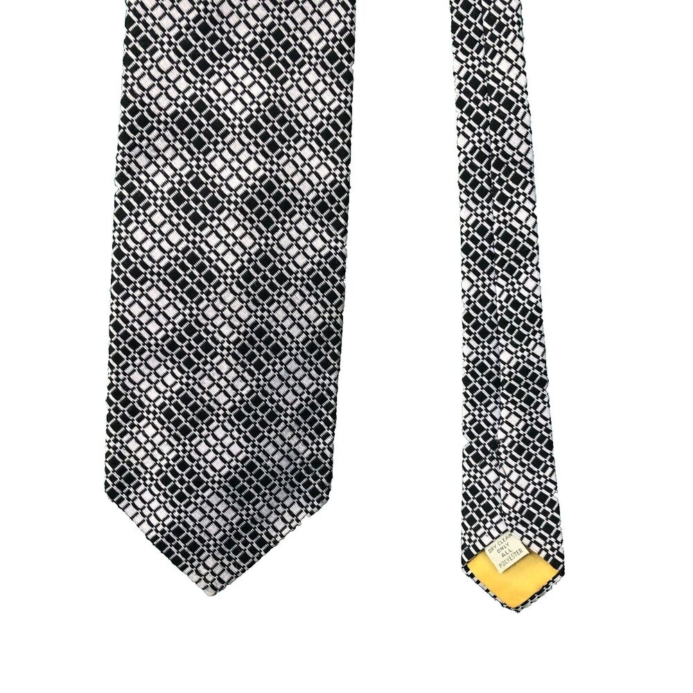 Towncraft Plus Tie Mens 56" Long 4" Wide Black & White Checked